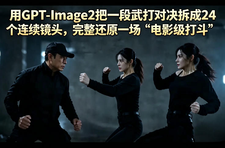 用GPT-Image2把一段武打对决拆成24个连续镜头，完整还原一场“电影级打斗”-时光云网创