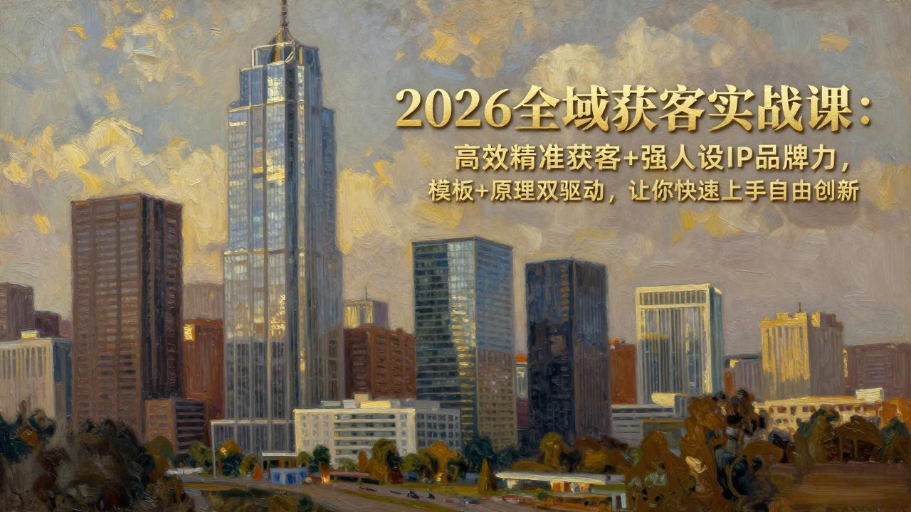 2026全域获客实战课：高效精准获客+强人设IP品牌力，模板+原理双驱动，让你快速上手自由创新-时光云网创