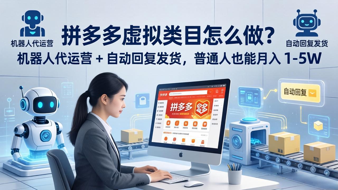 拼多多虚拟类目怎么做？机器人代运营 + 自动回复发货，普通人也能月入 1-5W-时光云网创