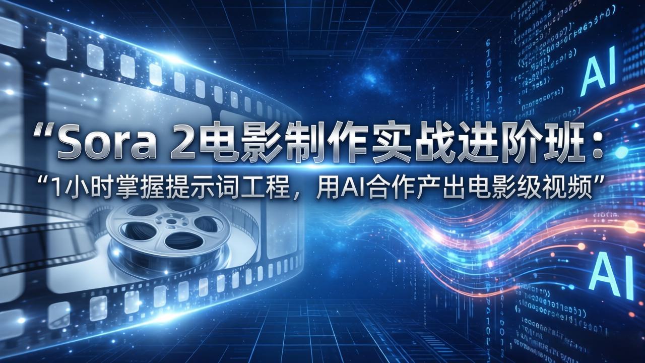 Sora 2电影制作实战进阶班：1小时掌握提示词工程，用AI合作产出电影级视频-时光云网创