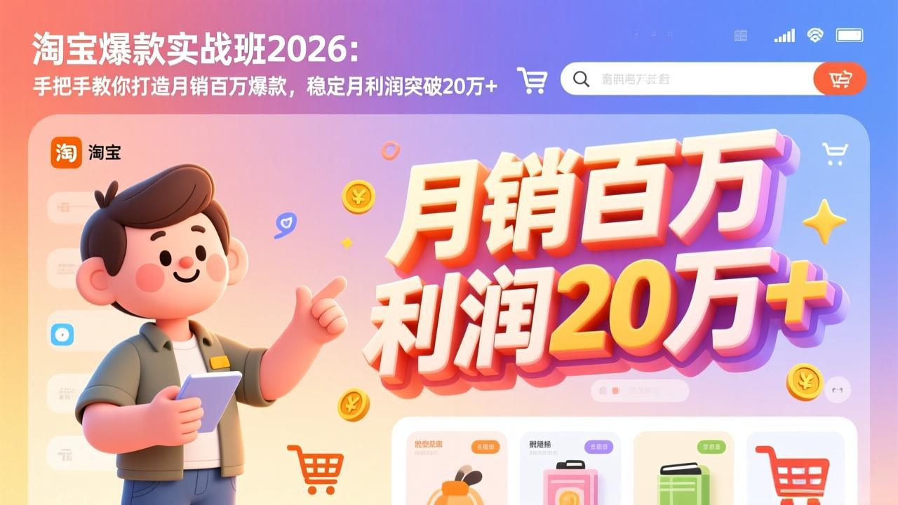 淘宝爆款实战班-2026年3月更新：手把手教你打造月销百万爆款，稳定月利润突破20万+-时光云网创