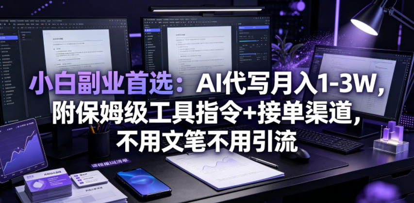 小白副业首选：AI代写月入1-3W，附保姆级工具指令+接单渠道，不用文笔不用引流【揭秘】-时光云网创