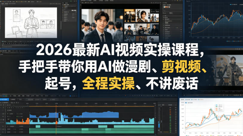 2026最新AI视频实操课程，手把手带你用AI做漫剧、剪视频、起号，全程实操、不讲废话-时光云网创
