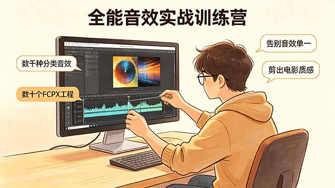 全能音效实战训练营：数千种分类音效+数十个FCPX工程，告别音效单一，剪出电影质感-时光云网创