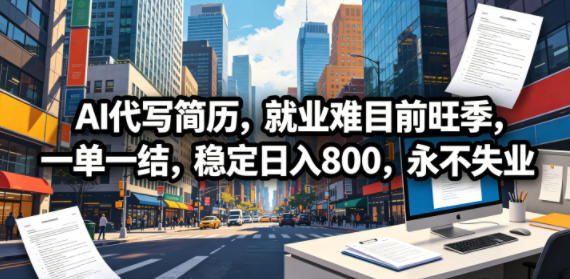 AI代写简历,就业难目前旺季,一单一结,稳定日入800,永不失业-时光云网创