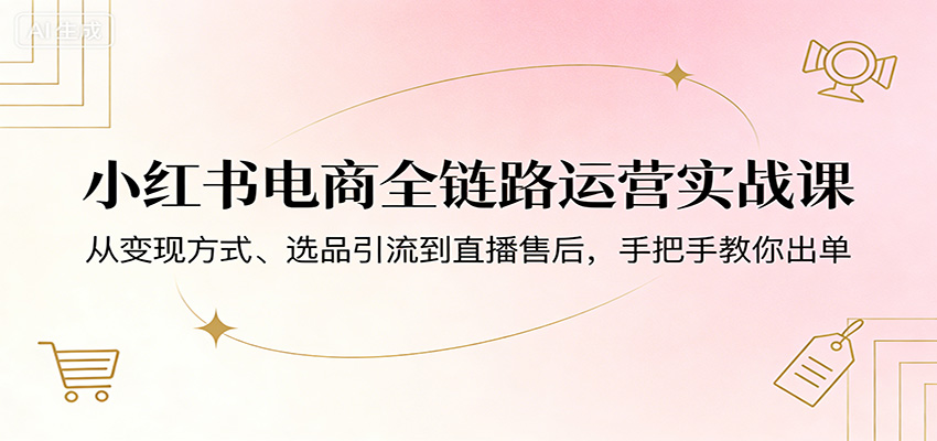 小红书电商全链路运营实战课：从变现方式、选品引流到直播售后，手把手教你出单-时光云网创
