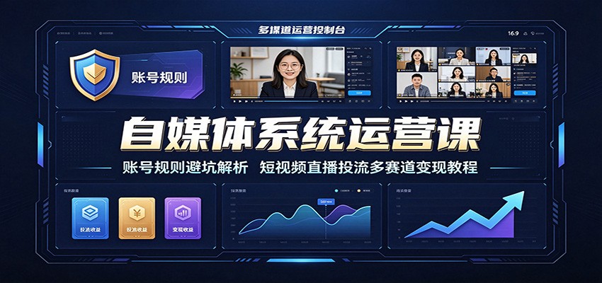 自媒体系统运营课：账号规则避坑解析，短视频直播投流多赛道变现教程-时光云网创
