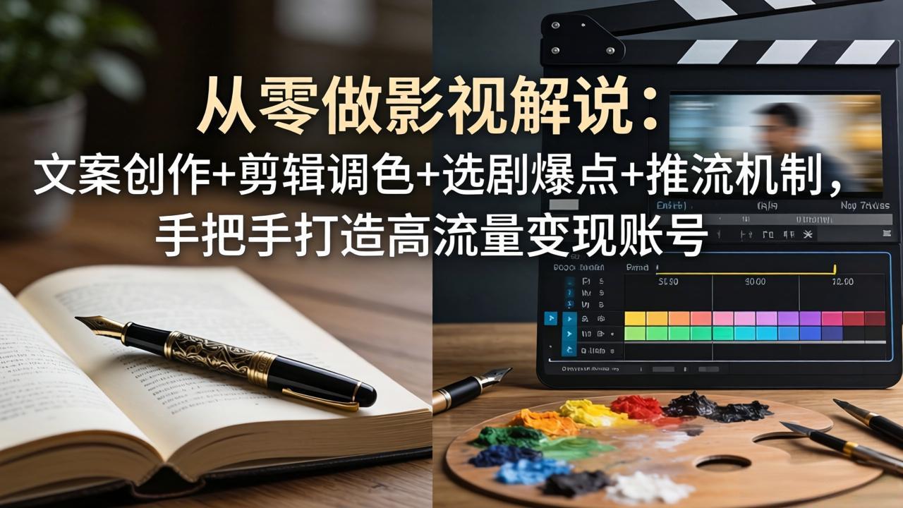 从零做影视解说：文案创作+剪辑调色+选剧爆点+推流机制，手把手打造高流量变现账号-时光云网创