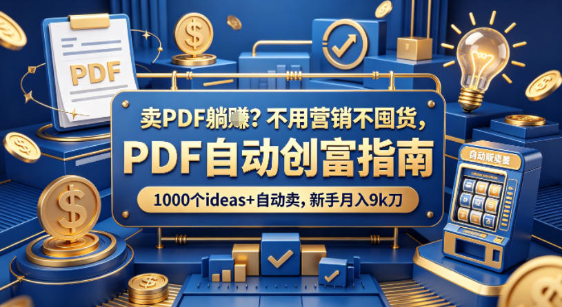 卖PDF躺賺？不用营销不囤货，PDF自动创富指南，1000个ideas+自动卖，新手月入9k刀【原创双语字幕】-时光云网创