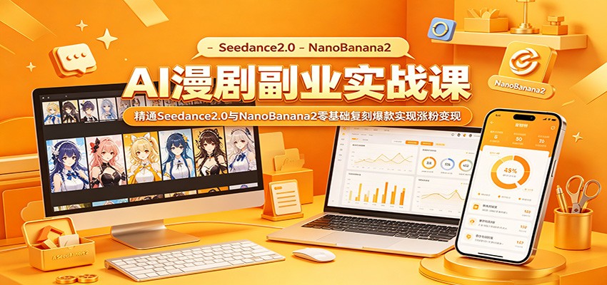 AI漫剧副业实战课：精通Seedance2.0与NanoBanana2零基础复刻爆款实现涨粉变现-时光云网创