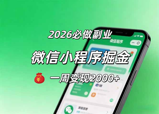 2026微信小程序掘金，简单好上手，一周变现2000+-时光云网创