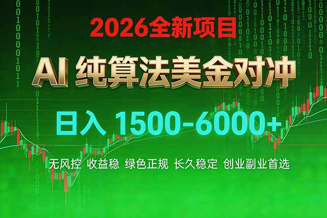 2026 全新美金对冲项目，不套平台赠金，不封号，纯算法对冲，日入 1500-6000+-时光云网创