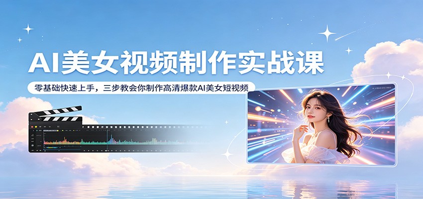 AI美女视频制作实战课：零基础快速上手，三步教会你制作高清爆款AI美女短视频-时光云网创