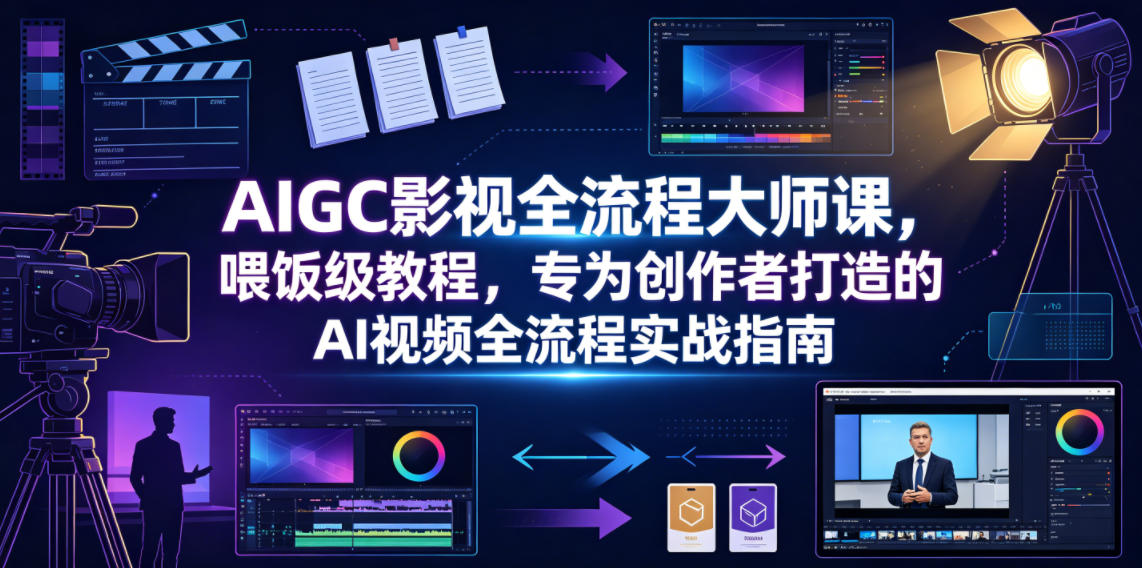AIGC影视全流程大师课,喂饭级教程,专为创作者打造的AI视频全流程实战指南-时光云网创