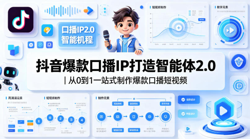抖音爆款口播IP打造智能体2.0｜从0到1一站式制作爆款口播短视频-时光云网创