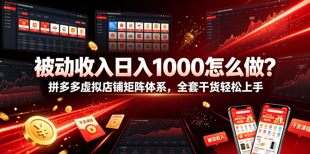 被动收入日入1000怎么做？拼多多虚拟店铺矩阵体系，全套干货轻松上手【揭秘】-时光云网创