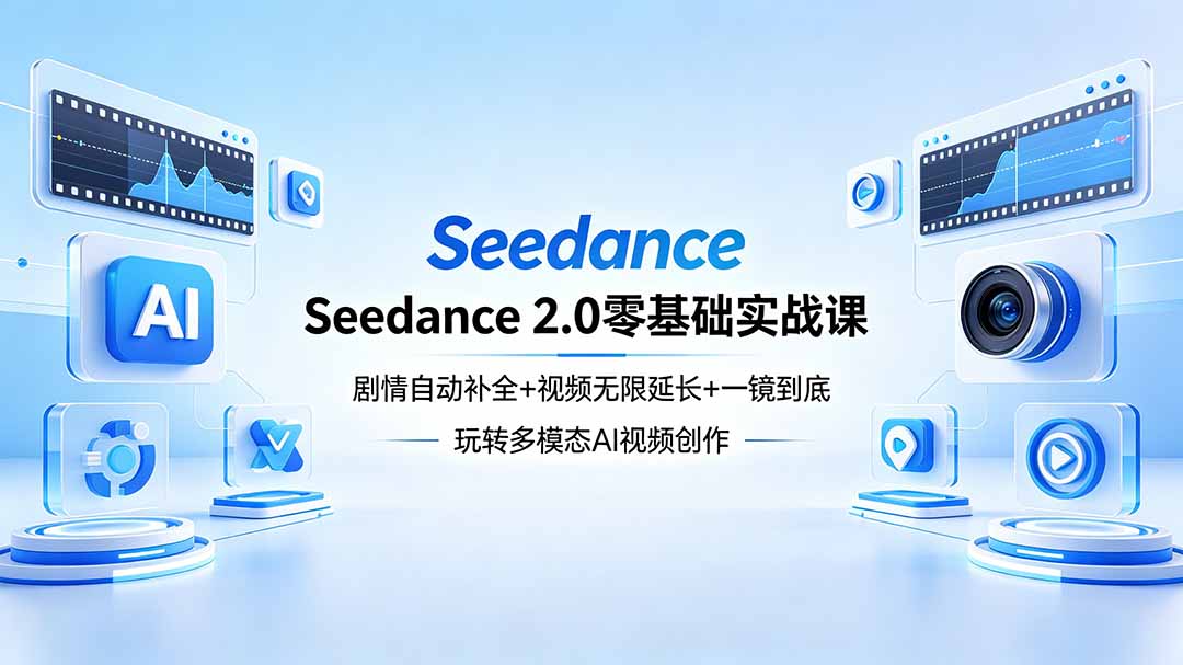 Seedance 2.0零基础实战课：剧情自动补全+视频无限延长+一镜到底：玩转多模态AI视频创作-时光云网创