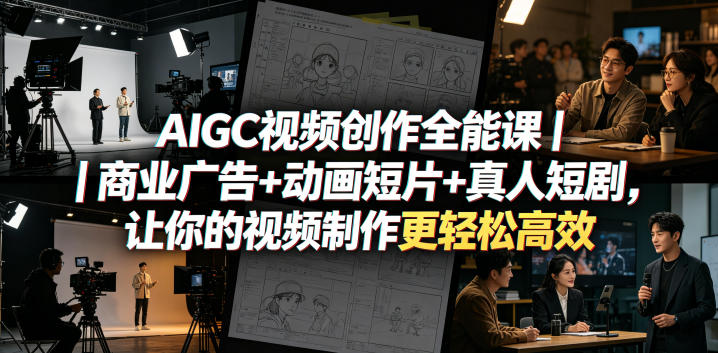 AIGC视频创作全能课|商业广告+动画短片+真人短剧,让你的视频制作更轻松高效-时光云网创