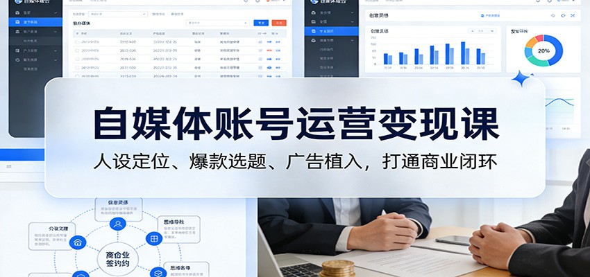 自媒体账号运营变现课：人设定位、爆款选题、广告植入，打通商业闭环-时光云网创
