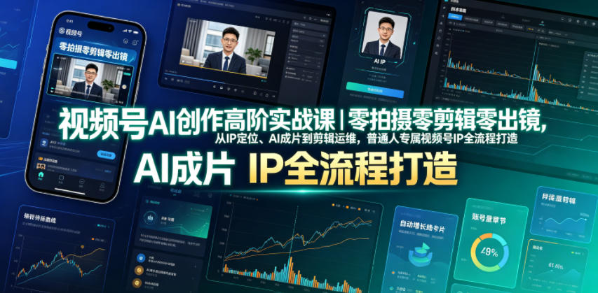视频号AI创作高阶实战课｜零拍摄零剪辑零出镜，从IP定位、AI成片到剪辑运维，普通人专属视频号IP全流程打造-时光云网创