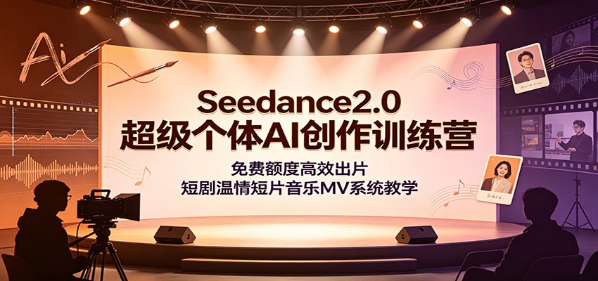 Seedance2.0超级个体AI创作训练营：免费额度高效出片，短剧温情短片音乐MV系统教学-时光云网创