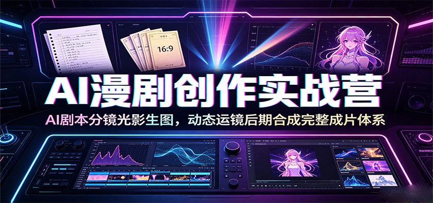 AI漫剧创作实战营：AI剧本分镜光影生图，动态运镜后期合成完整成片体系-时光云网创