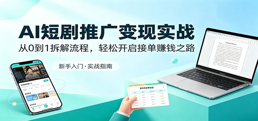 AI短剧推广变现实战：从0到1拆解流程，轻松开启接单赚钱之路-时光云网创