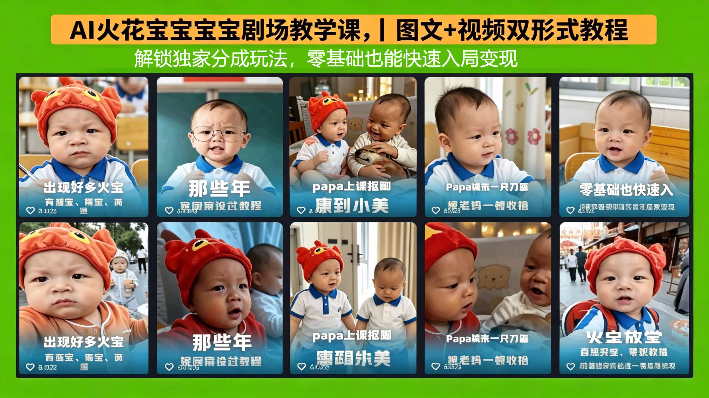 AI火花宝宝宝宝剧场教学课，图文+视频双形式教程，解锁独家分成玩法，零基础也能快速入局变现-时光云网创