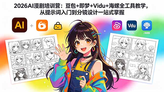 2026AI漫剧培训营：豆包+即梦+Vidu+海螺全工具教学，从提示词入门到分镜设计一站式掌握-时光云网创