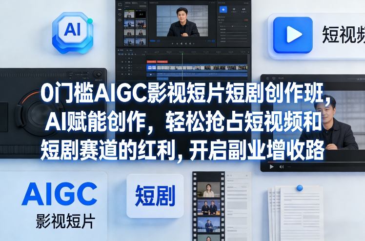 0门槛AIGC影视短片短剧创作班，AI赋能创作，轻松抢占短视频和短剧赛道的红利，开启副业增收路-时光云网创