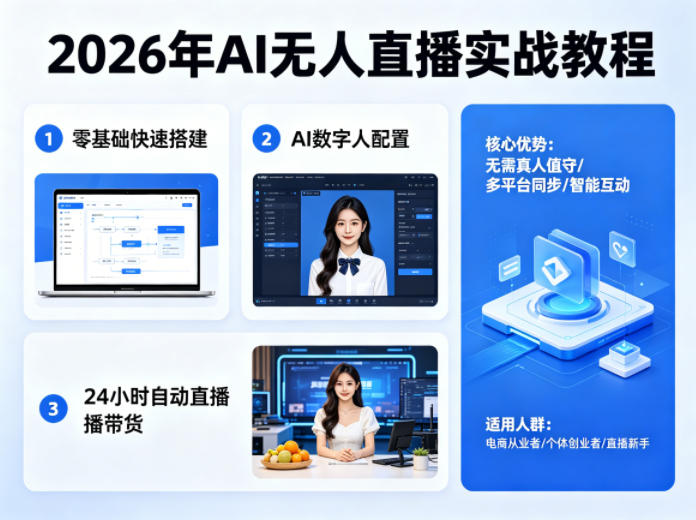 2026年AI无人直播实战教程，零基础也能快速搭建AI数字人无人直播间，实现24小时自动直播带货-时光云网创