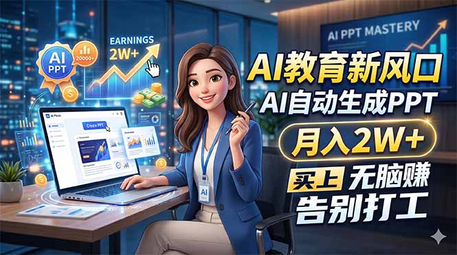 AI教育新风口，AI自动生成PPT，月入2W+，无脑赚，告别打工-时光云网创