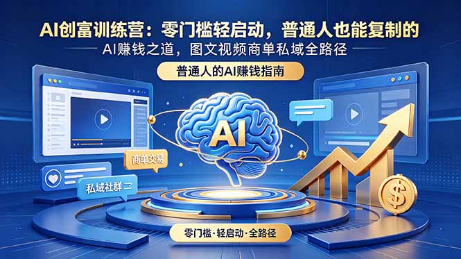 AI创富训练营：零门槛轻启动，普通人也能复制的AI赚钱之道，图文视频商单私域全路径-时光云网创