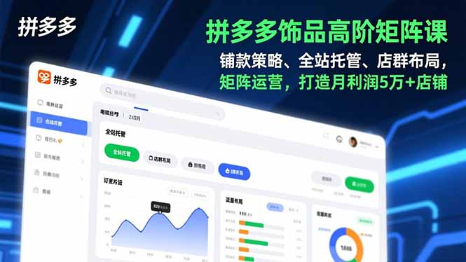 拼多多饰品高阶矩阵课，铺款策略、全站托管、店群布局，矩阵运营，打造月利润5万+店铺-时光云网创