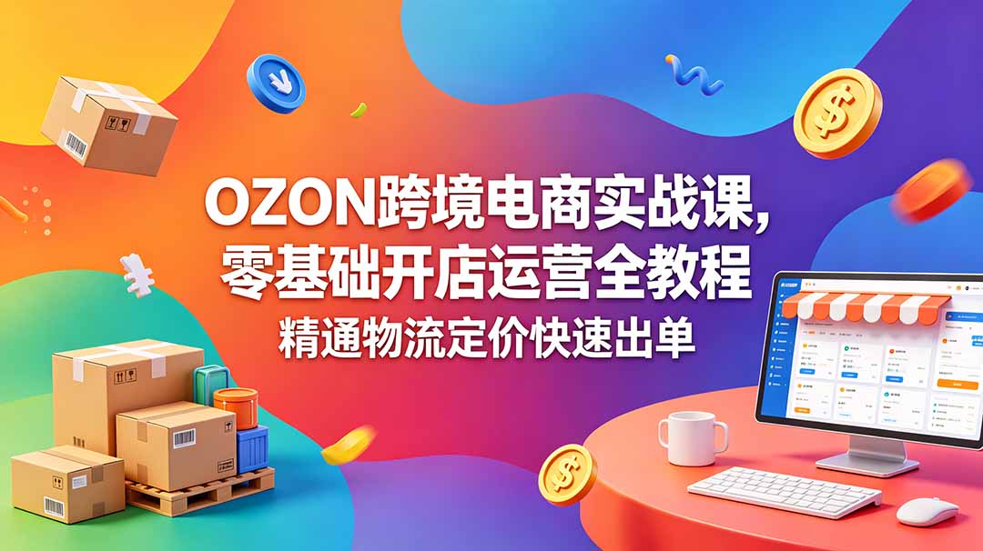 OZON 跨境电商实战课，零基础开店运营全教程，精通物流定价快速出单-时光云网创