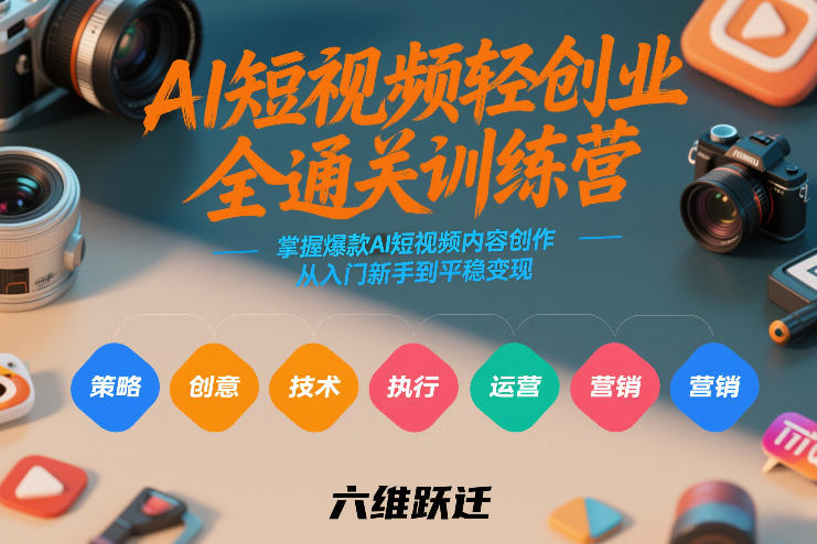 AI短视频轻创业全通关训练营，掌握爆款AI短视频内容创作，从入门新手到平稳变现的六维跃迁-时光云网创