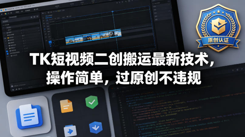 TK短视频二创搬运最新技术，操作简单，过原创不违规-时光云网创