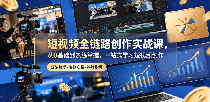 短视频全链路创作实战课，从0基础到熟练掌握，一站式学习短视频创作-时光云网创