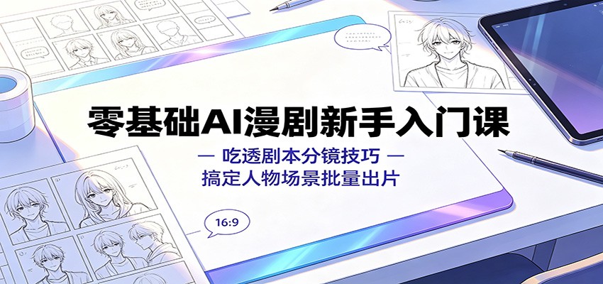零基础AI漫剧新手入门课：吃透剧本分镜技巧，搞定人物场景批量出片-时光云网创