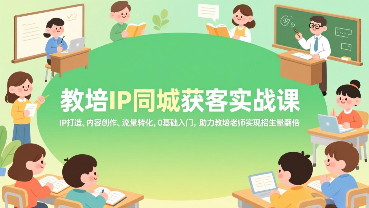 教培IP同城获客实战课，IP打造、内容创作、流量转化，0基础入门，助力教培老师实现招生量翻倍-时光云网创