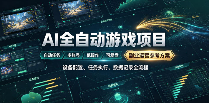 AI全自动游戏躺賺副业：日入几百，稳定运行三年的项目！【揭秘】-时光云网创
