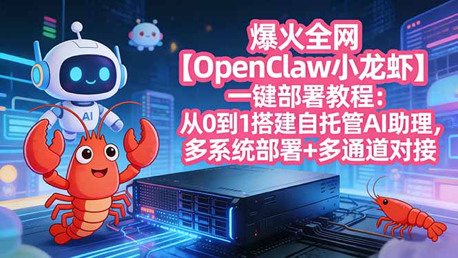 爆火全网【OpenClaw 小龙虾】一键部署教程：从0到1搭建自托管AI助理，多系统部署+多通道对接-时光云网创