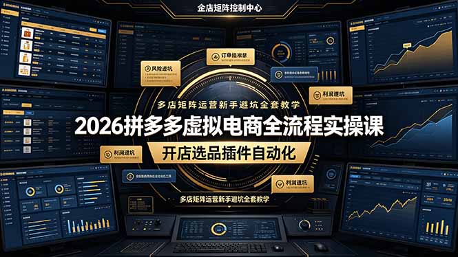 2026拼多多虚拟电商全流程实操课，开店选品插件自动化，多店矩阵运营新手避坑全套教学-时光云网创