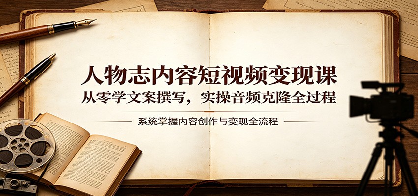 人物志内容短视频变现课：从零学文案撰写，实操音频克隆全过程-时光云网创