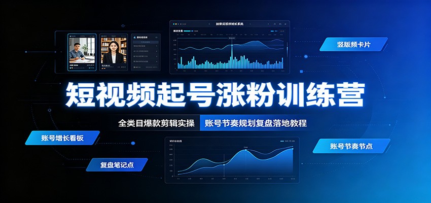 短视频起号涨粉训练营：全类目爆款剪辑实操，账号节奏规划复盘落地教程-时光云网创