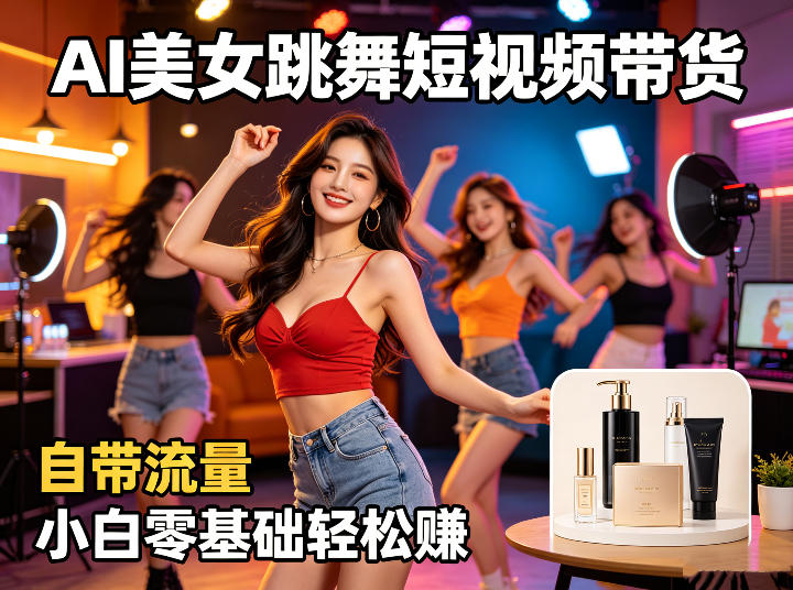 AI美女跳舞短视频带货：自带流量，小白零基础轻松賺，详细拆解-时光云网创
