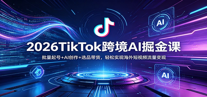 2026TikTok跨境AI掘金课：批量起号+AI创作+选品带货，轻松实现海外短视频流量变现-时光云网创