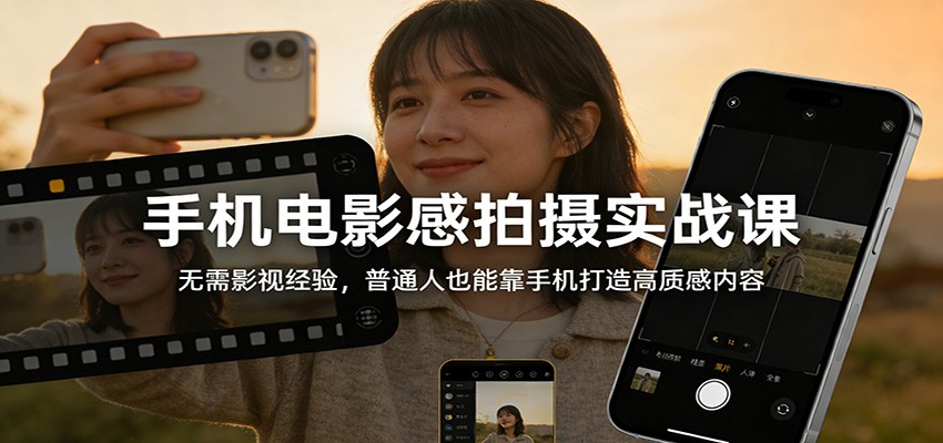 手机电影感拍摄实战课：无需影视经验，普通人也能靠手机打造高质感内容-时光云网创