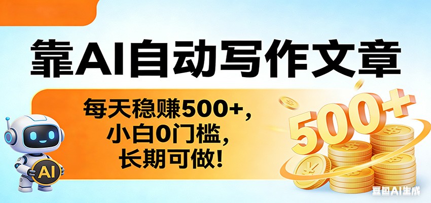 靠AI自动写作文章，每天稳赚500+，小白0门槛，长期可做！-时光云网创