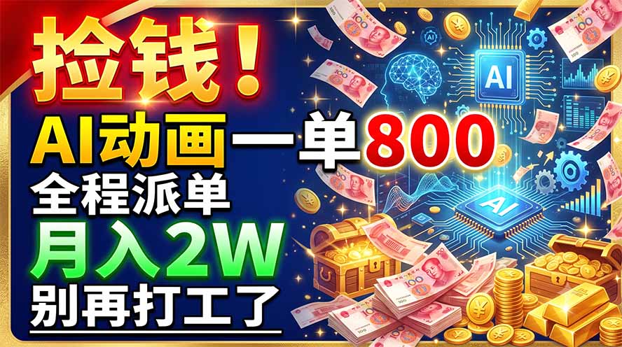 捡钱！AI动画一单800，全程派单，月入2W，别再打工了-时光云网创